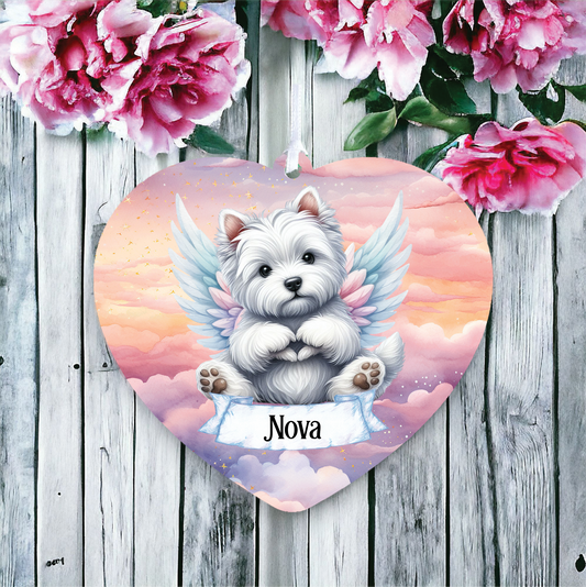 Personalised West Highland Terrier Dog Heart Hand Wings Memorial