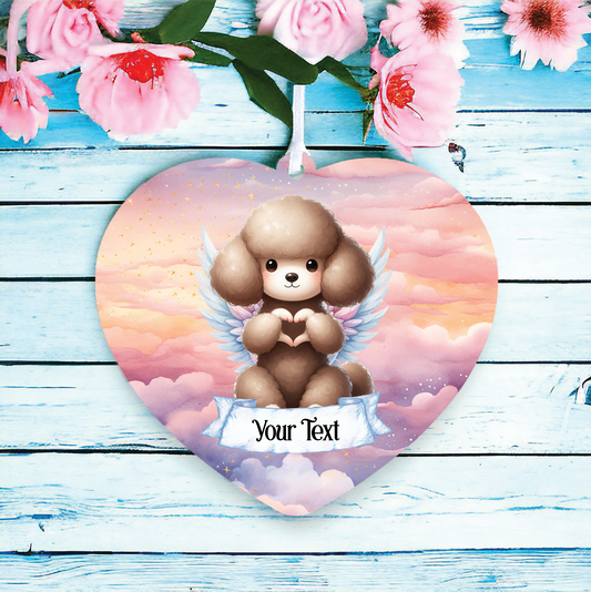 Personalised Poodle Dog Heart Hand Wings Memorial Decoration