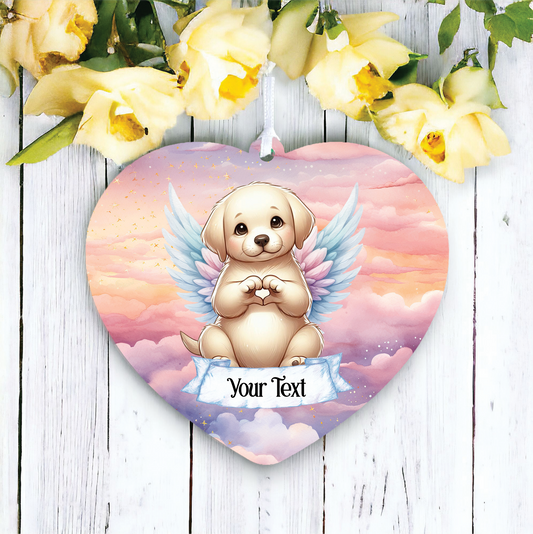 Personalised Labrador Retriever Dog Heart Hand Wings Memorial Decoration