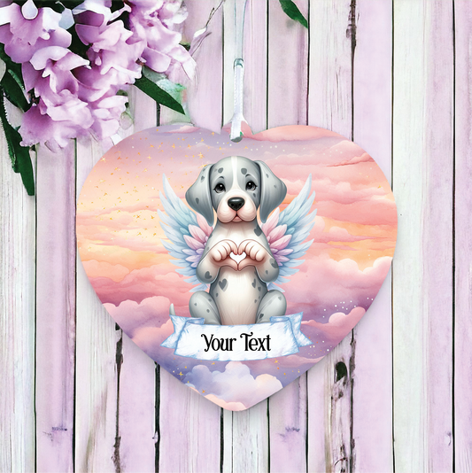 Personalised Great Dane Dog Heart Hand Wings Memorial Decoration