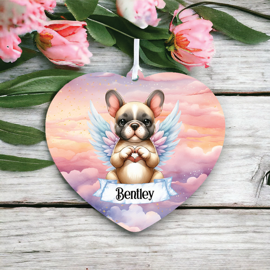 Personalised French Bulldog Heart Hand Wings Memorial Decoration