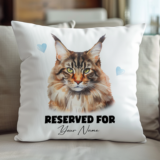 Personalised Maine Coon Cat RESERVED FOR - Cushion Cover Gift