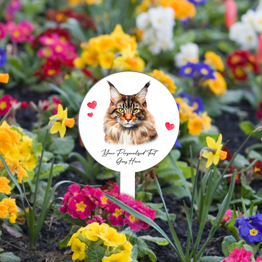 Personalised Cat Love Heart Grave Marker - Maine Coon