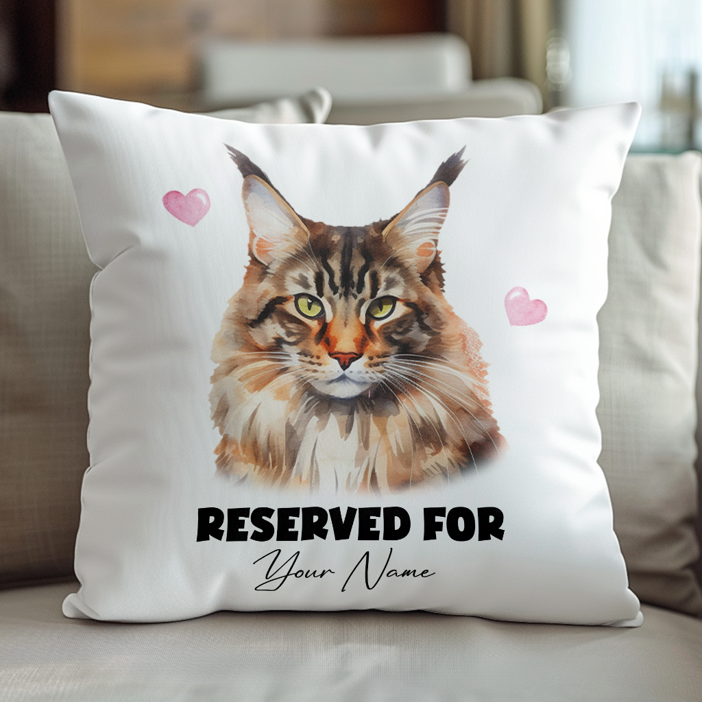 Personalised Maine Coon Cat RESERVED FOR - Cushion Cover Gift