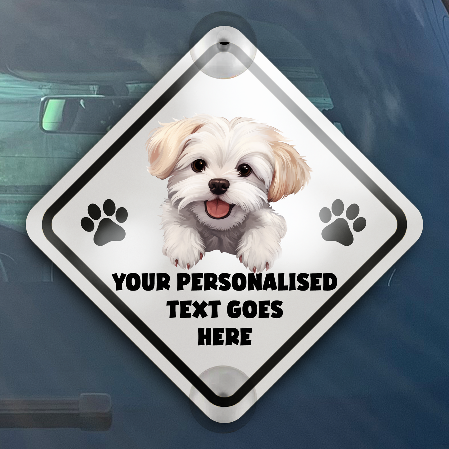 Personalised Dog On Board Car Window Sign - Maltese