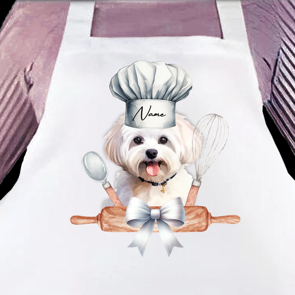 Personalised Pet Chef Dog – Maltese - Keepsake Gift Kitchen Baking Cooking Apron, by Floppsie Moppsie – floppsiemoppsie at floppsiemoppsie.co.uk