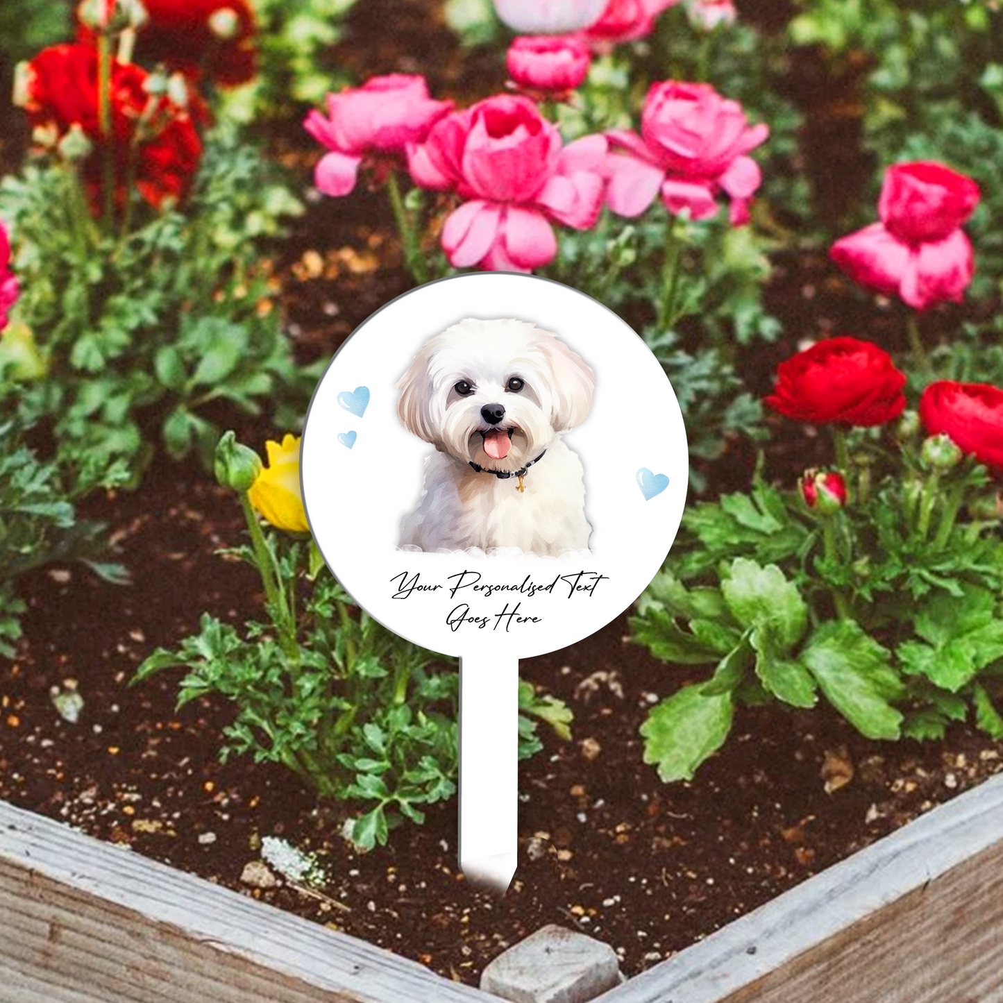 Personalised Dog Love Heart Grave Marker - Maltese