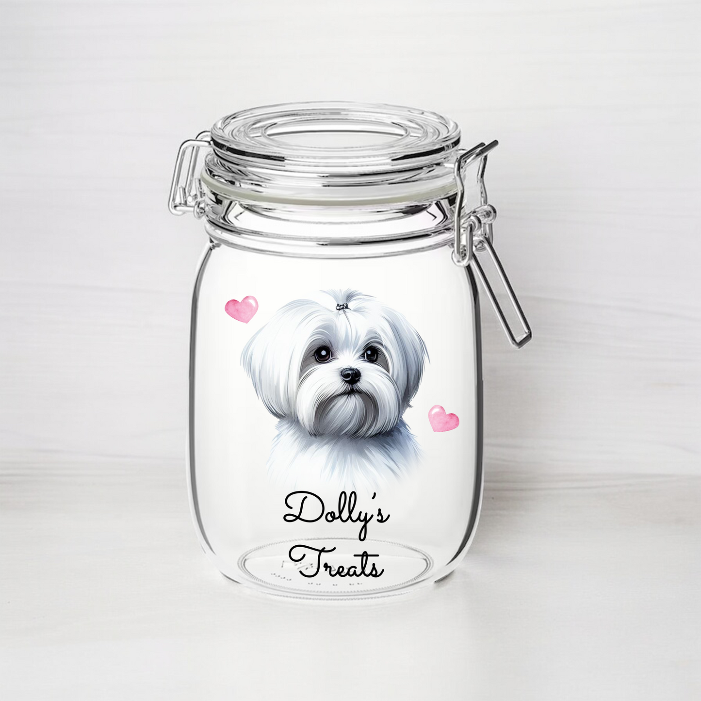 Personalised Maltese - Dog Treat Kilner Style Gift Jar - DGJR35