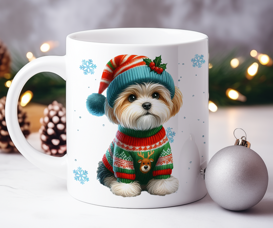 Personalised Maltese - Dog Christmas Jumper Gift Mug - Style B