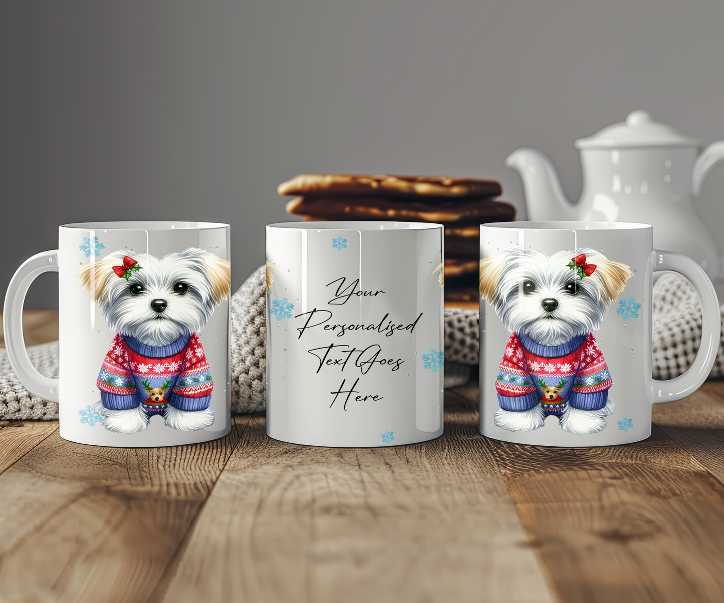 Personalised Maltese - Dog Christmas Jumper Gift Mug - Style C