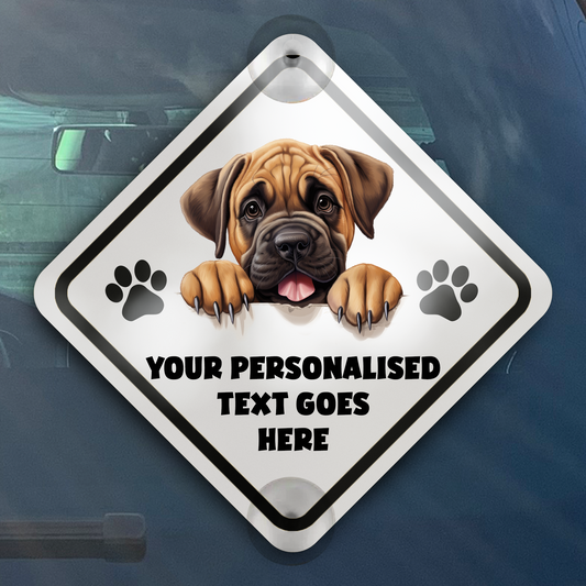 Personalised Dog On Board Car Window Sign - Mastiff