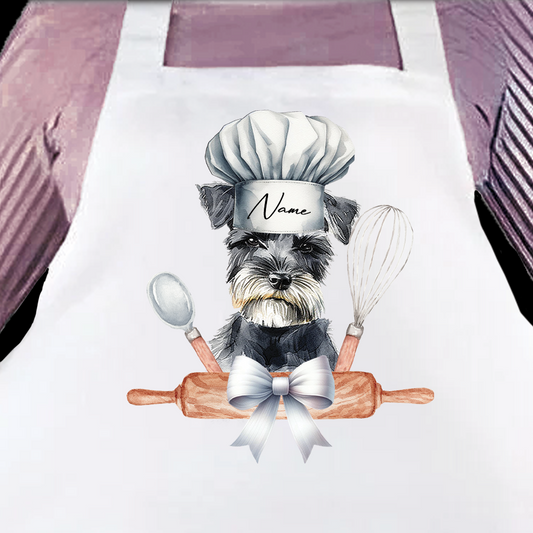 Personalised Pet Chef Dog – Miniature Schnauzer - Keepsake Gift Kitchen Baking Cooking Apron, by Floppsie Moppsie – floppsiemoppsie at floppsiemoppsie.co.uk