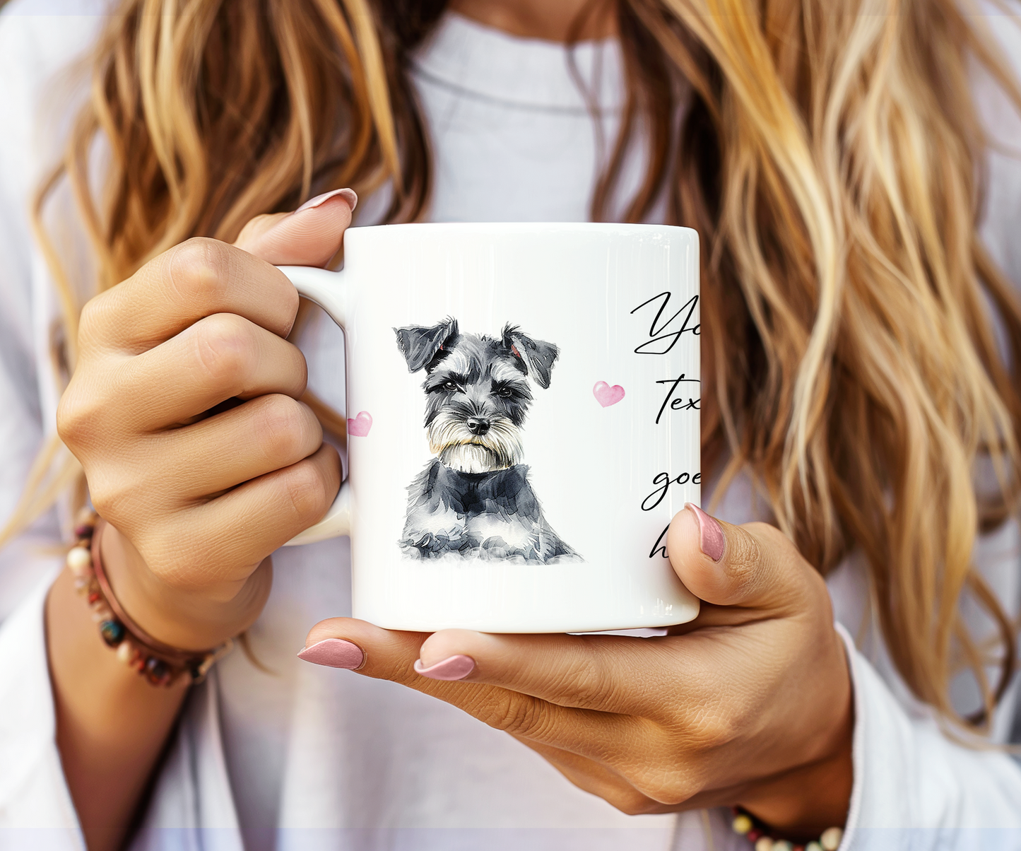 Personalised Dog Gift Mug - Miniature Schnauzer with Custom Message and Optional Hearts