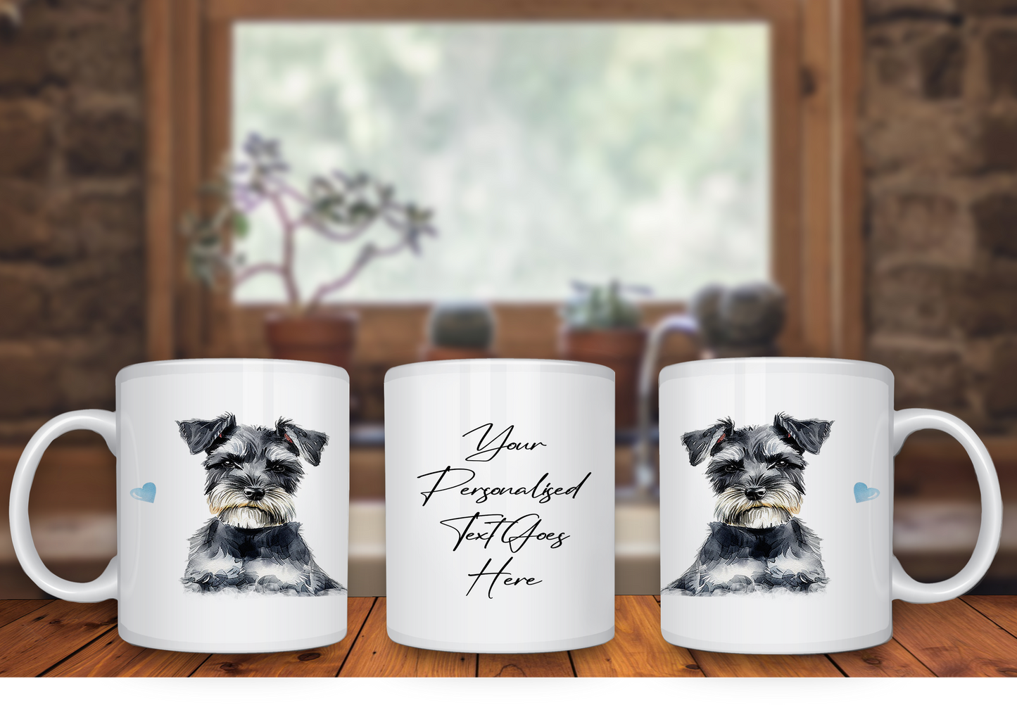 Personalised Dog Gift Mug - Miniature Schnauzer with Custom Message and Optional Hearts