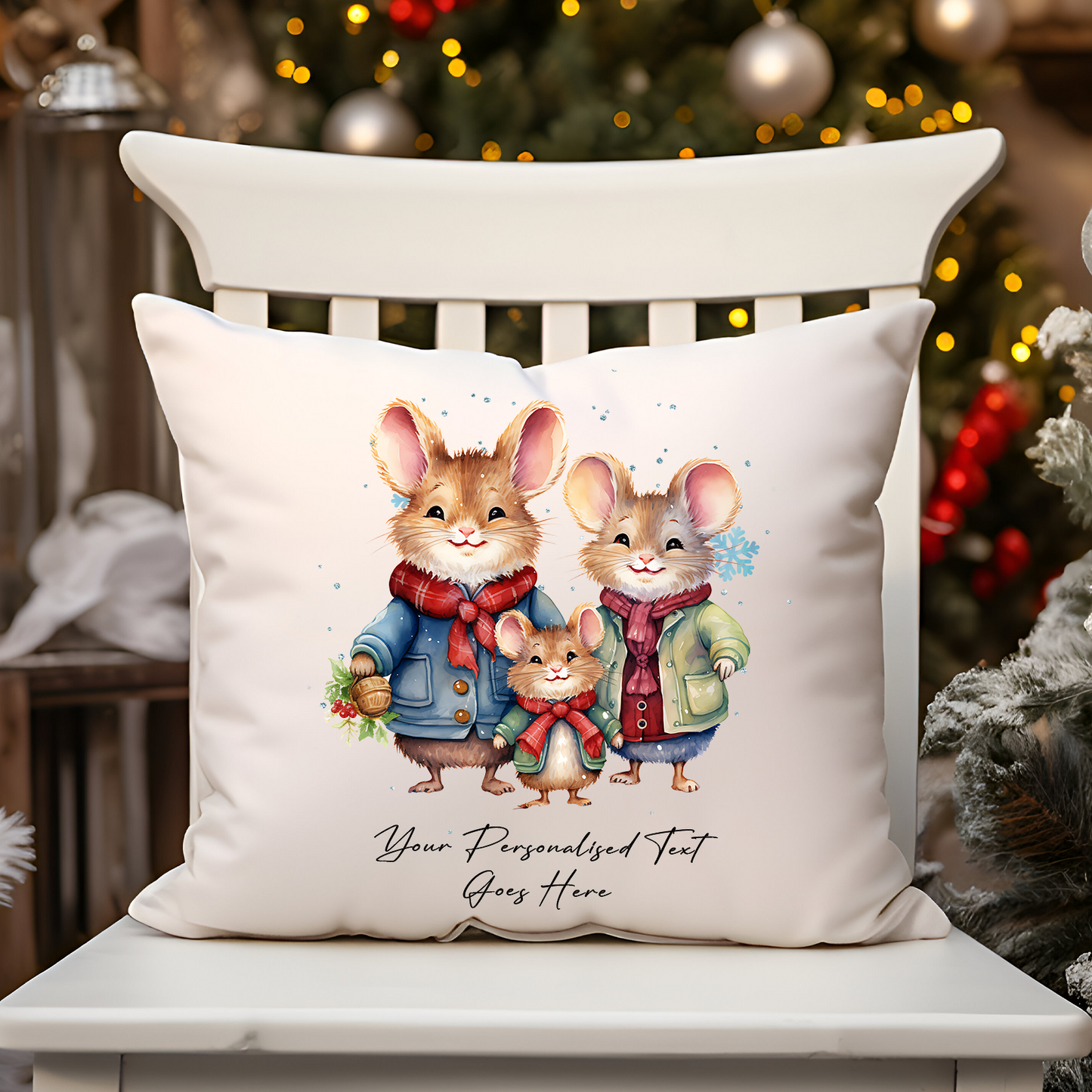 Personalised Christmas Highland Cow Family - Cushion Cover Gift