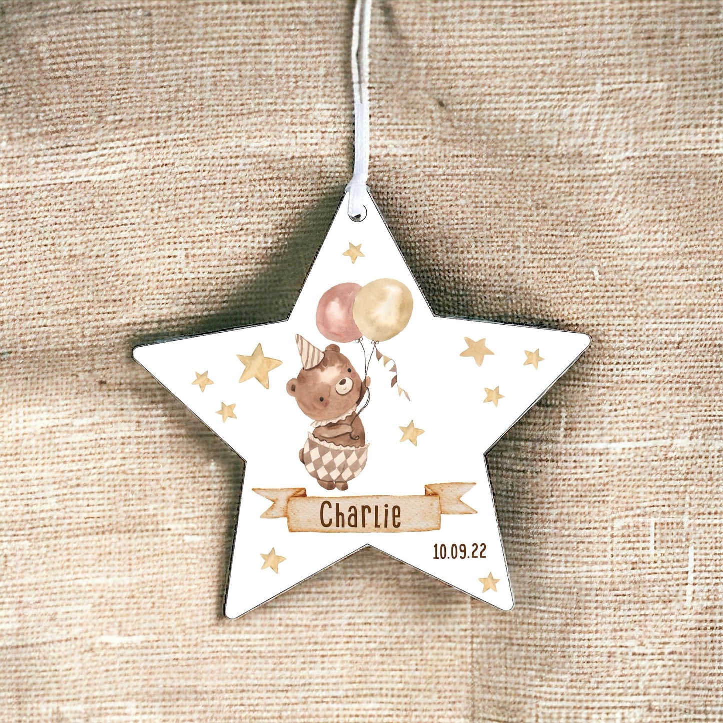 Personalised New Baby Keepsake Star Gift of Bear