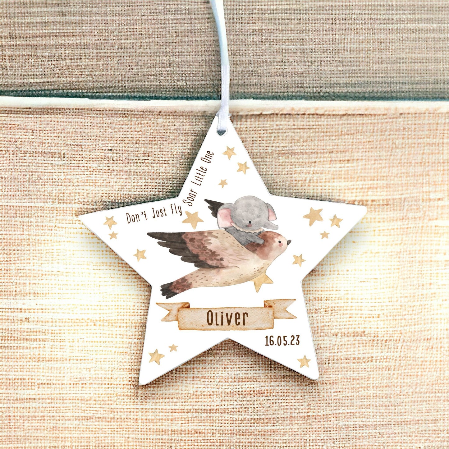 Personalised New Baby Keepsake Star Gift of Elephant