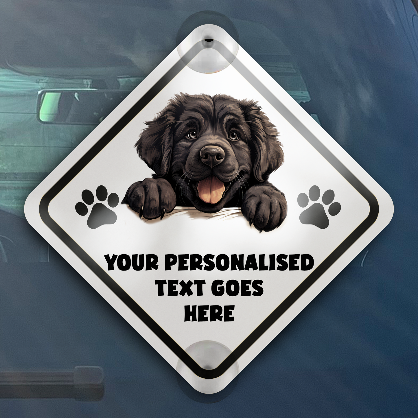 Personalised Dog On Board Car Window Sign - Newfoundland