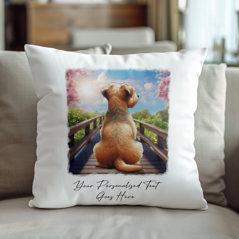 Personalised Norfolk Terrier – Looking out across a Bridge Pet Gift Cushion, by Floppsie Moppsie – floppsiemoppsie at floppsiemoppsie.co.uk