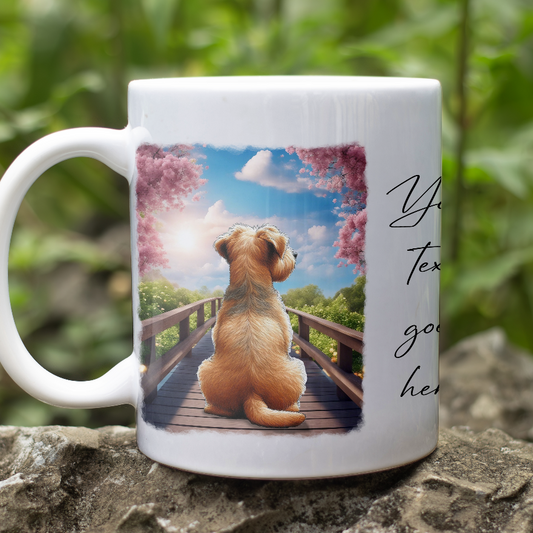 Personalised Bridge Dog Memorial Norfolk Terrier - Keepsake Gift Mug, by Floppsie Moppsie – floppsiemoppsie at floppsiemoppsie.co.uk