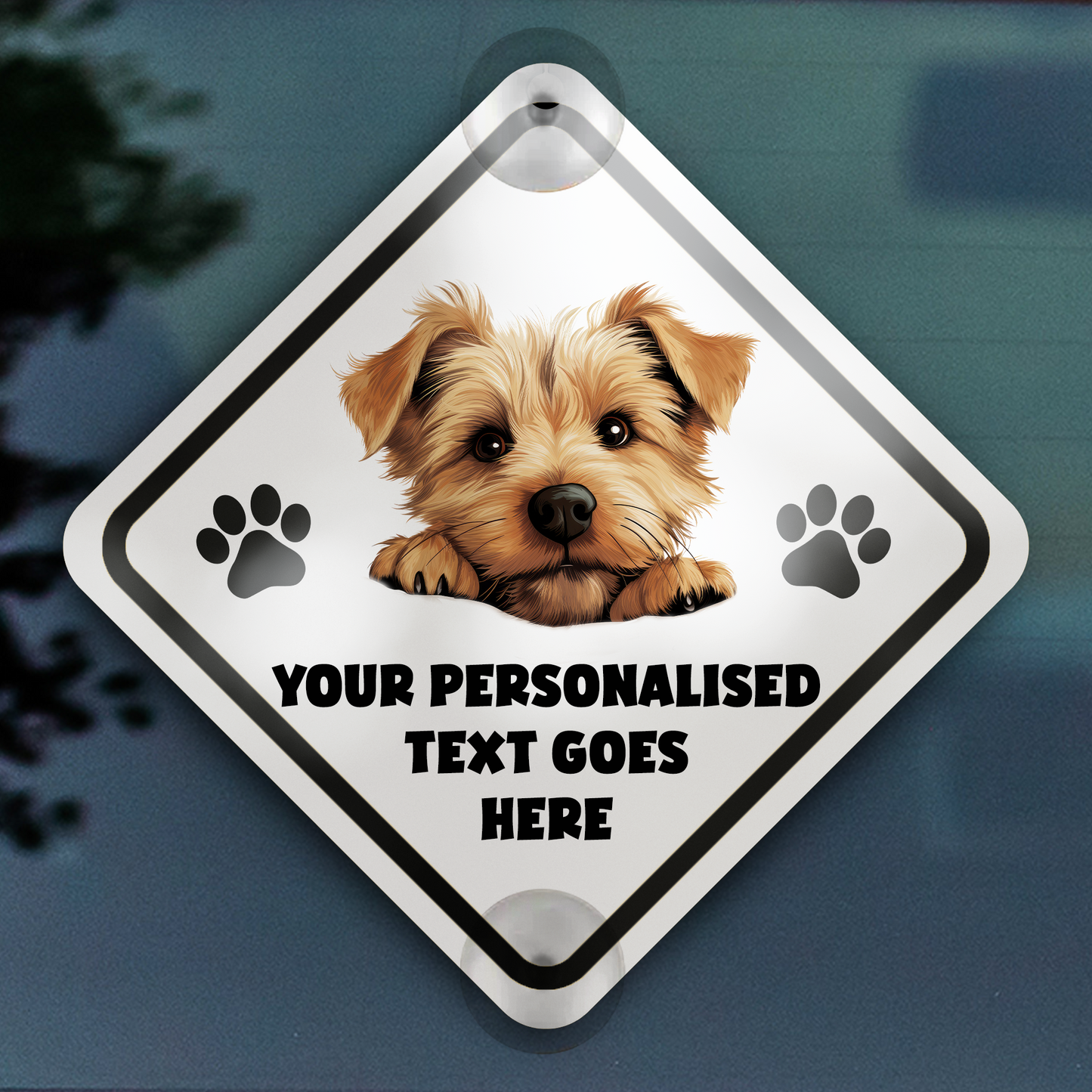 Personalised Dog On Board Car Window Sign - Norfolk Terrier