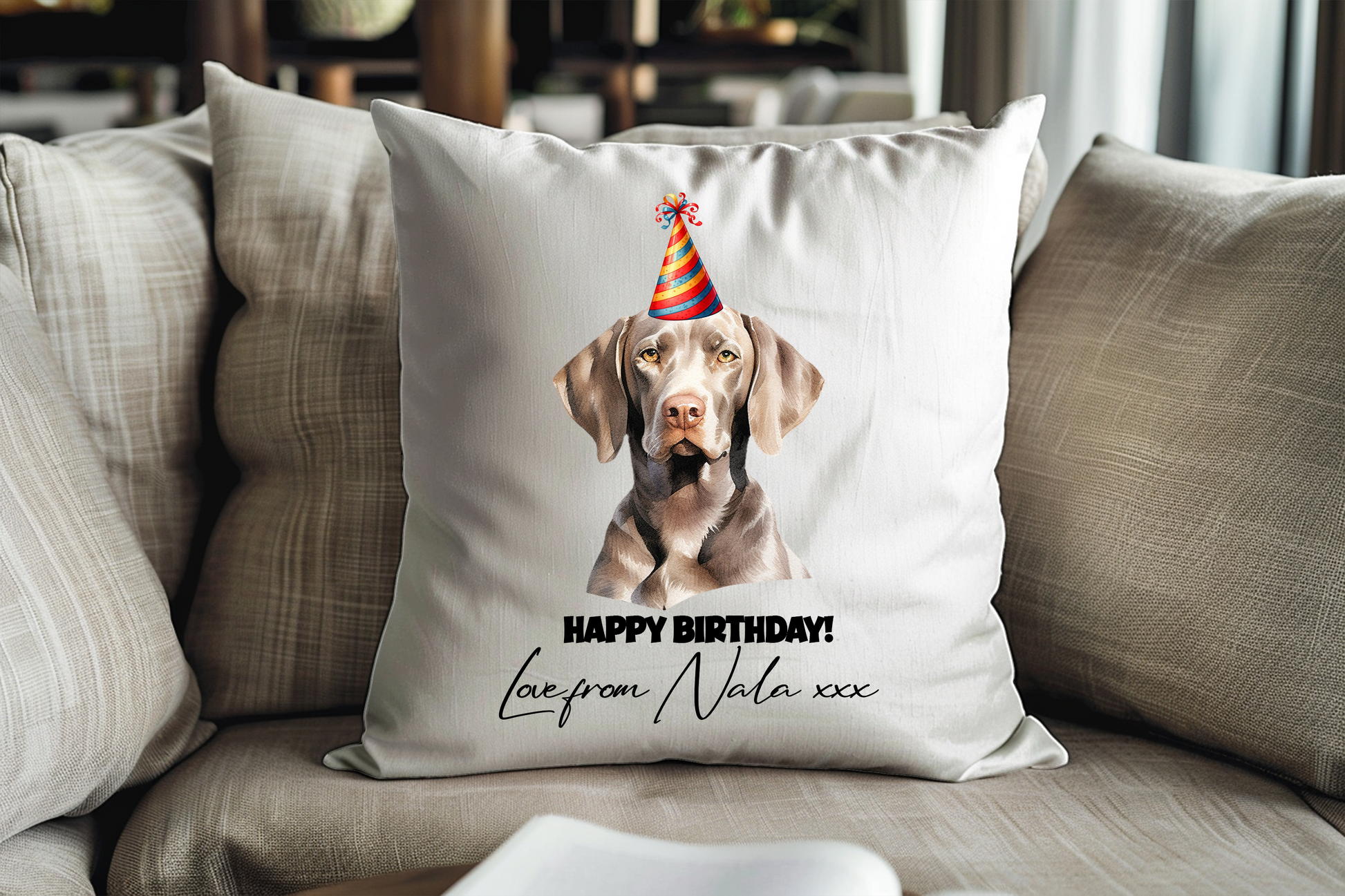 Weimaraner Dog Personalised Birthday Congratulations Pet Keepsake Cushion Gift