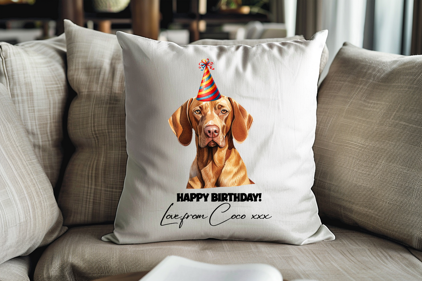 Vizsla Dog Personalised Birthday Congratulations Pet Keepsake Cushion Gift