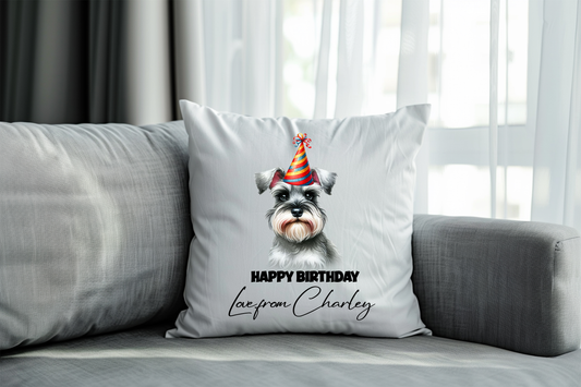 Schnauzer Dog Personalised Birthday Congratulations Pet Keepsake Cushion Gift