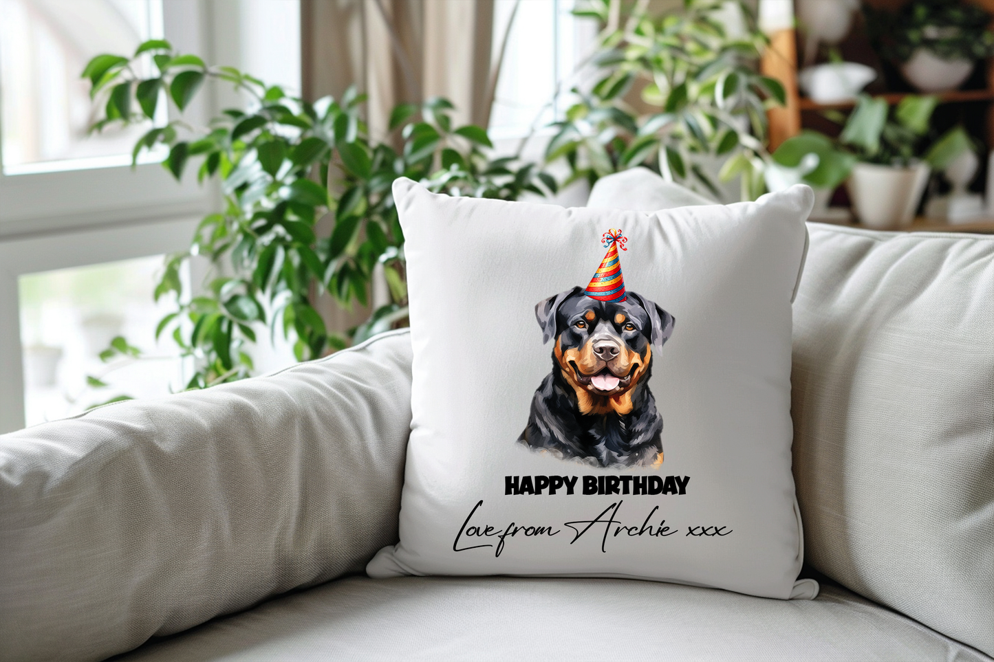 Rottweiler Dog Personalised Birthday Congratulations Pet Keepsake Cushion Gift