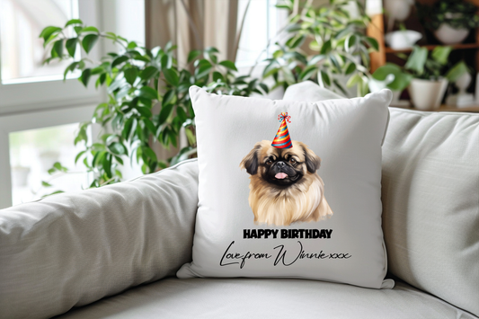 Pekingese Personalised Birthday Congratulations Pet Keepsake Cushion Gift