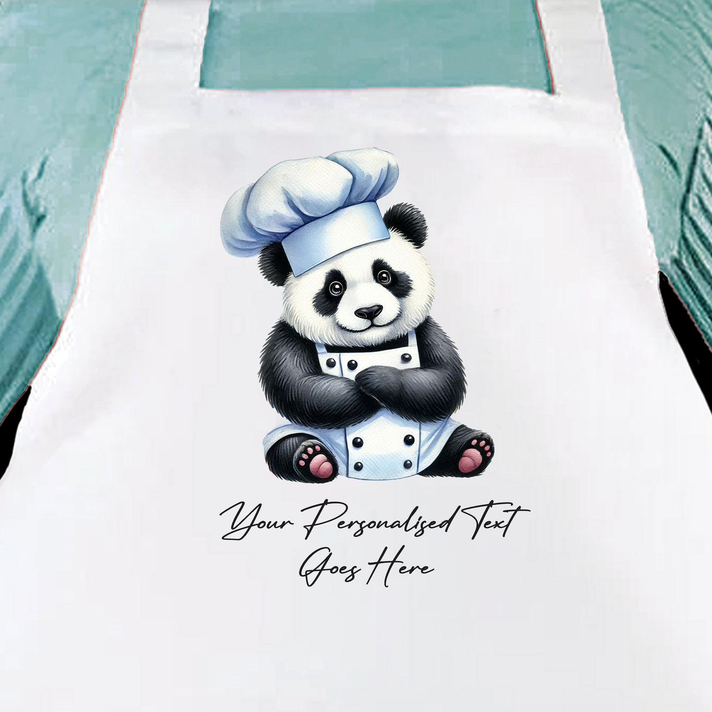 Personalised Watercolour Animal Chef Panda Cooking Apron