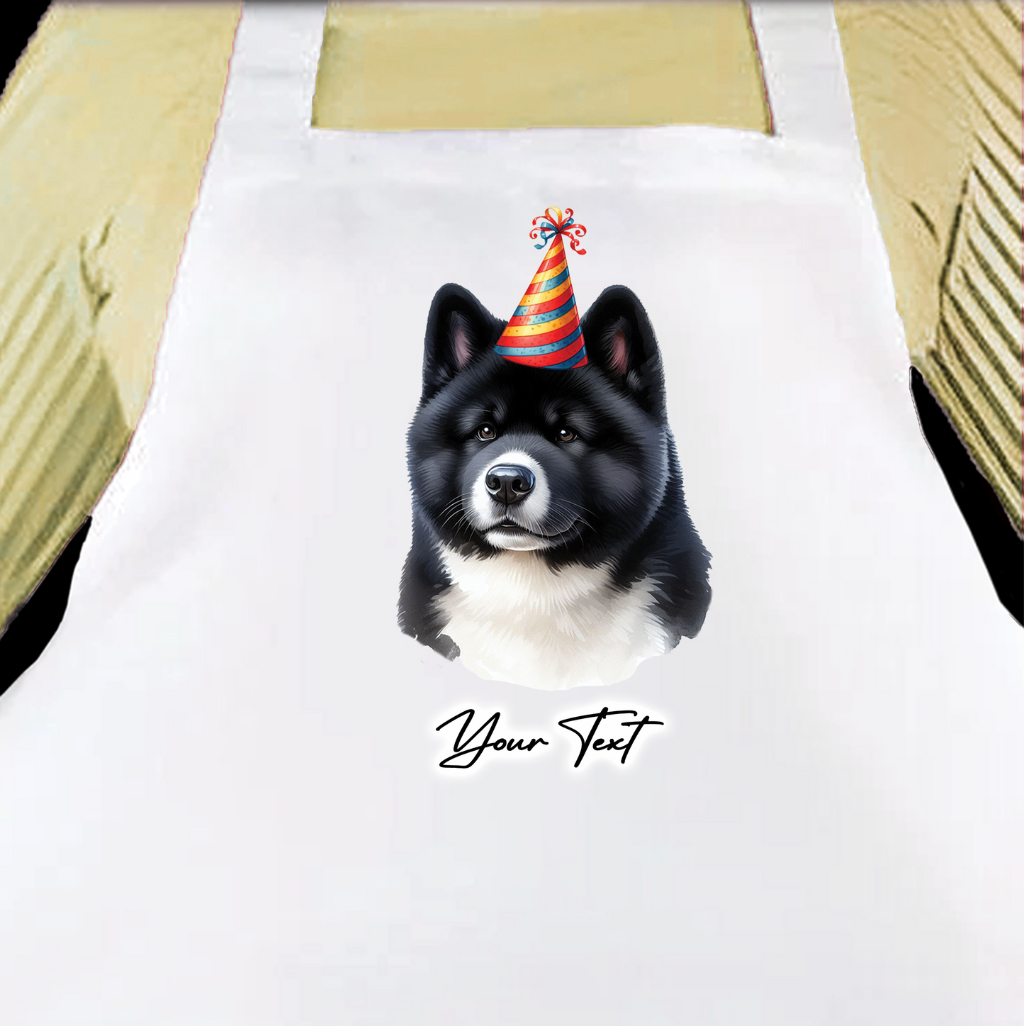 Personalised Dog Birthday Party Hat Cooking Apron - Akita