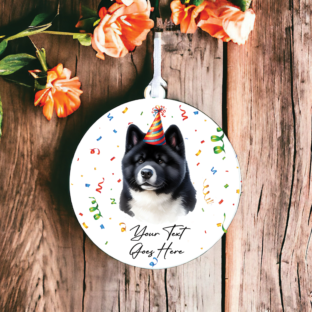 Personalised Pet Dog Birthday Party celebration  - Akita - Keepsake Gift, by Floppsie Moppsie – floppsiemoppsie at floppsiemoppsie.co.uk