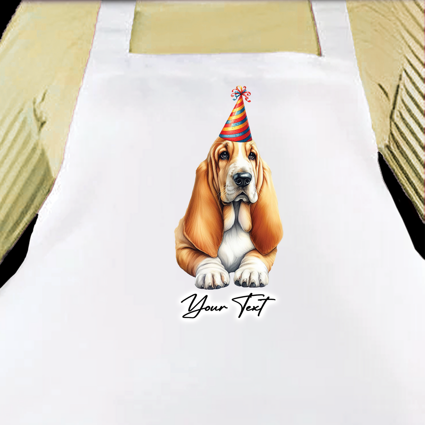 Personalised Dog Birthday Party Hat Cooking Apron - Basset Hound