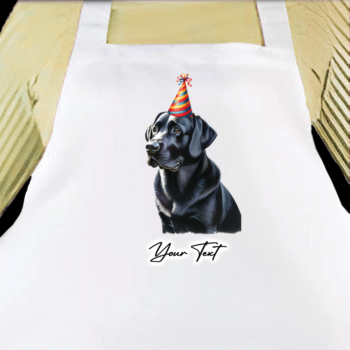 Personalised Dog Birthday Party Hat Cooking Apron - Black Labrador