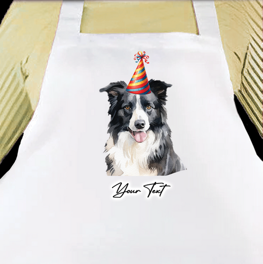 Personalised Dog Birthday Party Hat Cooking Apron - Border Collie