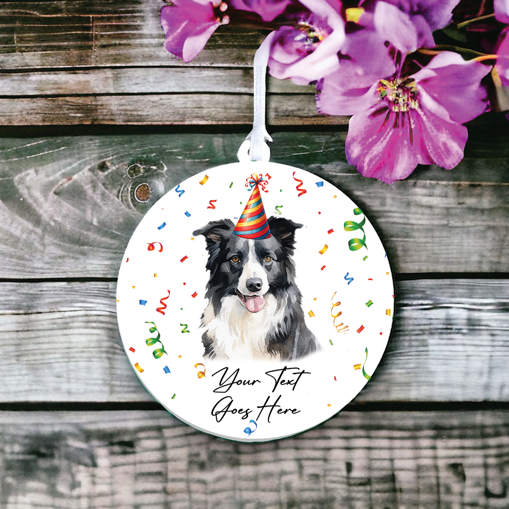 Personalised Pet Dog Birthday Party celebration - Border Collie - Keepsake Gift, by Floppsie Moppsie – floppsiemoppsie at floppsiemoppsie.co.uk