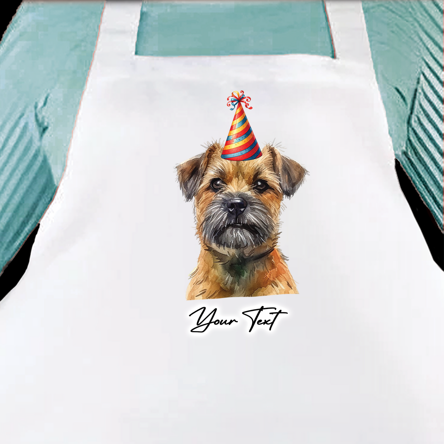 Personalised Dog Birthday Party Hat Cooking Apron - Border Terrier