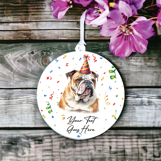 Personalised Pet Dog Birthday Party celebration - Bulldog - Keepsake Gift, by Floppsie Moppsie – floppsiemoppsie at floppsiemoppsie.co.uk