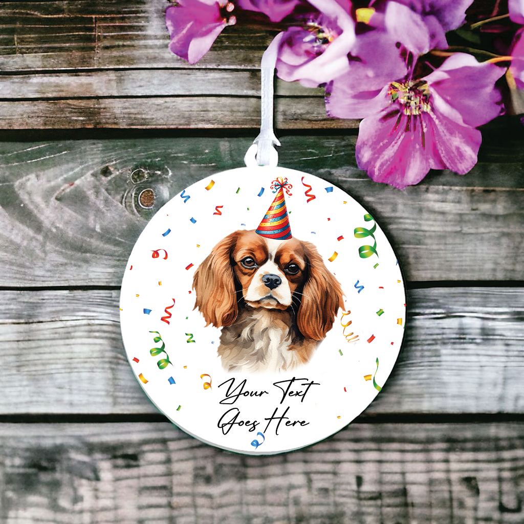 Personalised Pet Dog Birthday Party celebration - King Charles Spaniel - Keepsake Gift, by Floppsie Moppsie – floppsiemoppsie at floppsiemoppsie.co.uk