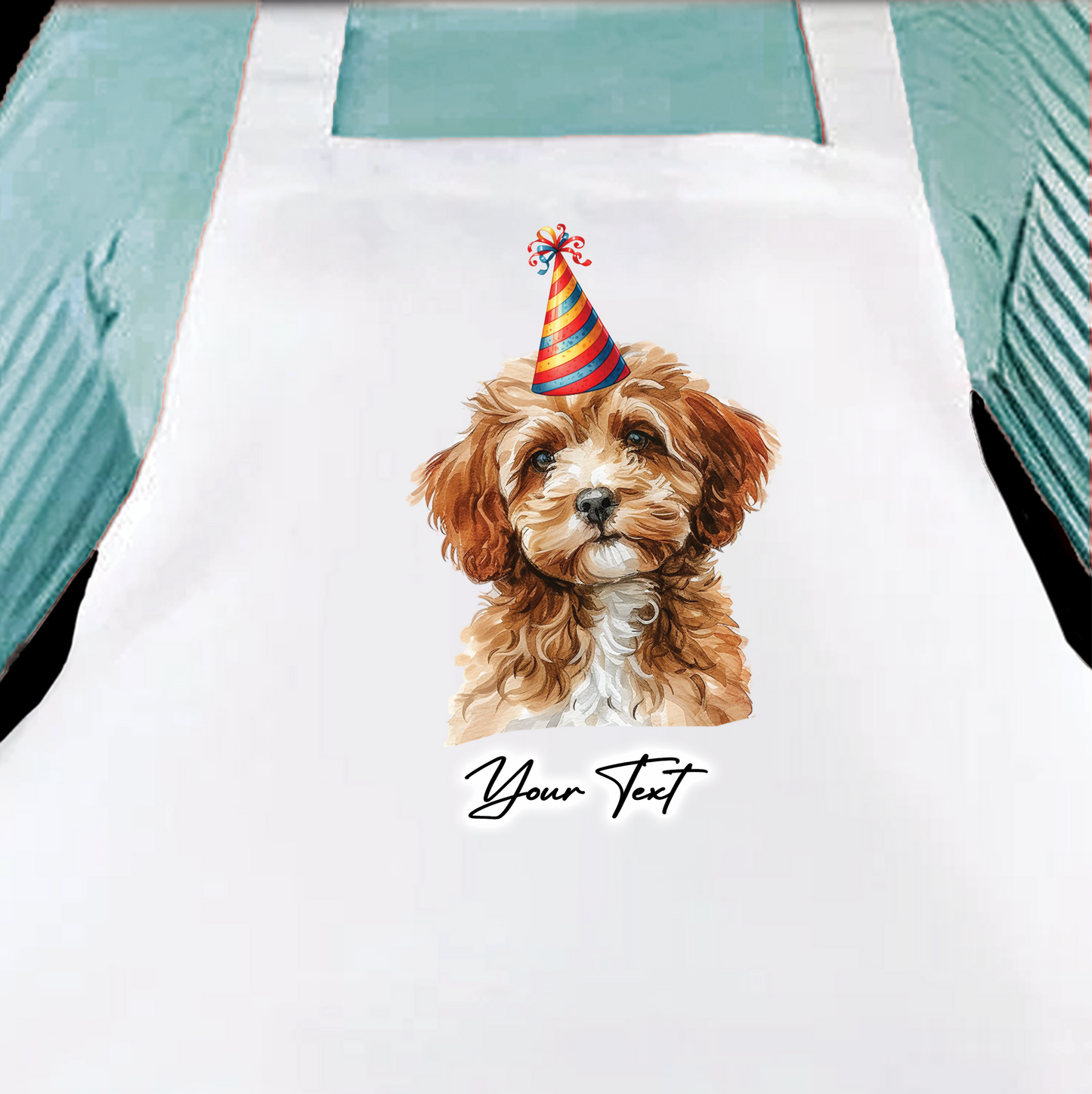 Personalised Dog Birthday Party Hat Cooking Apron - Cavapoo