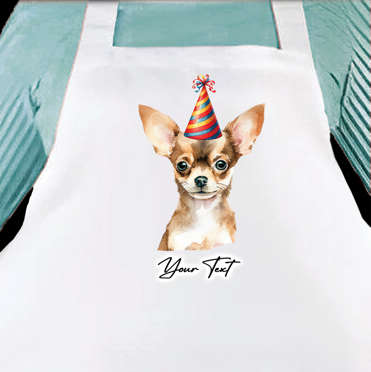 Personalised Dog Birthday Party Hat Cooking Apron - Chihuahua