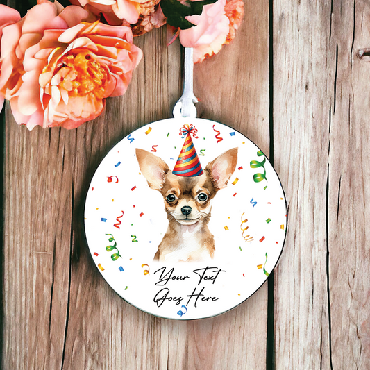 A Personalised Chihuahua Birthday Party Hanging Decoration