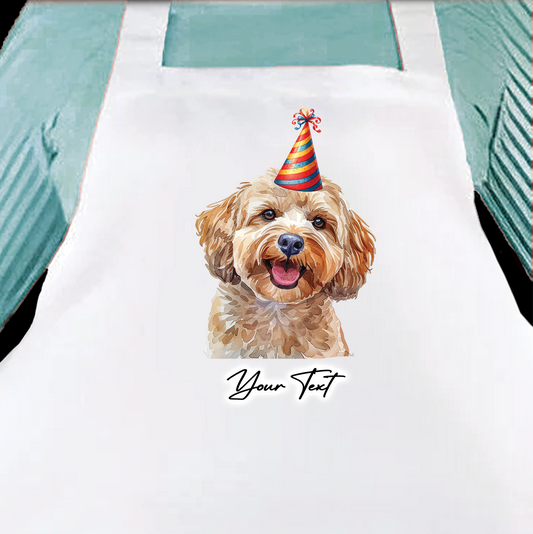 Personalised Dog Birthday Party Hat Cooking Apron - Cockapoo