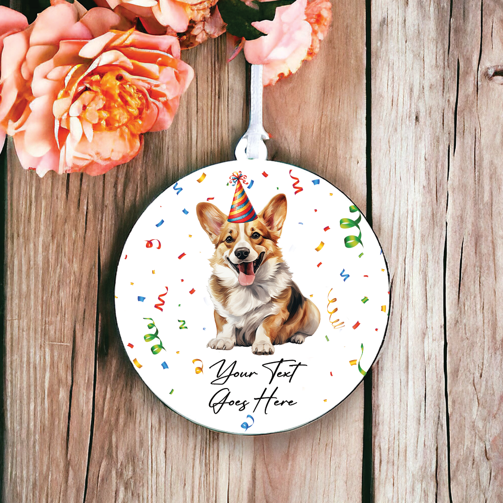 Personalised Pet Dog Birthday Party celebration – Corgi  - Keepsake Gift, by Floppsie Moppsie – floppsiemoppsie at floppsiemoppsie.co.uk