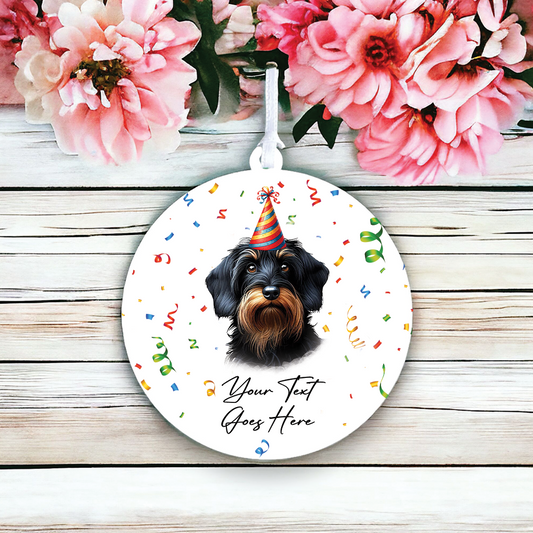 Personalised Pet Dog Birthday Party celebration – Wirehaired Dachshund - Keepsake Gift, by Floppsie Moppsie – floppsiemoppsie at floppsiemoppsie.co.uk