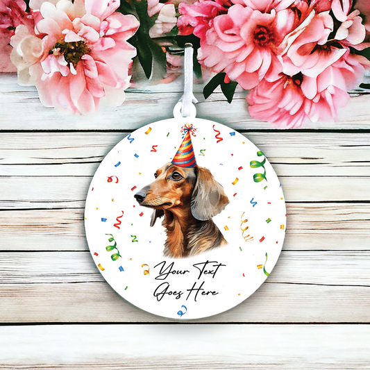 Personalised Pet Dog Birthday Party celebration – Dachshund - Keepsake Gift, by Floppsie Moppsie – floppsiemoppsie at floppsiemoppsie.co.uk