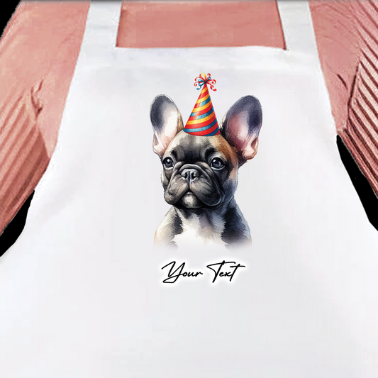 Personalised Dog Birthday Party Hat Cooking Apron - French Bulldog