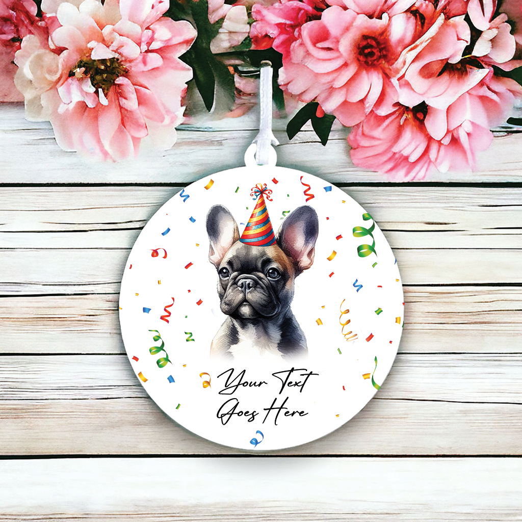 Personalised Pet Dog Birthday Party celebration – French Bulldog - Keepsake Gift, by Floppsie Moppsie – floppsiemoppsie at floppsiemoppsie.co.uk