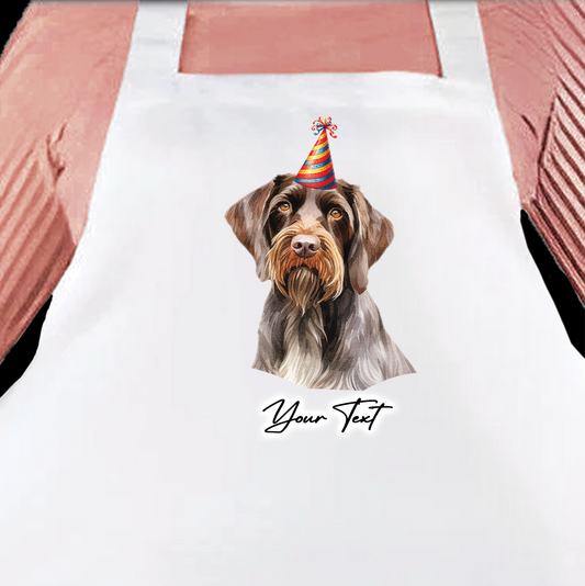 Personalised Dog Birthday Party Hat Cooking Apron - Wirehaired Dachshund